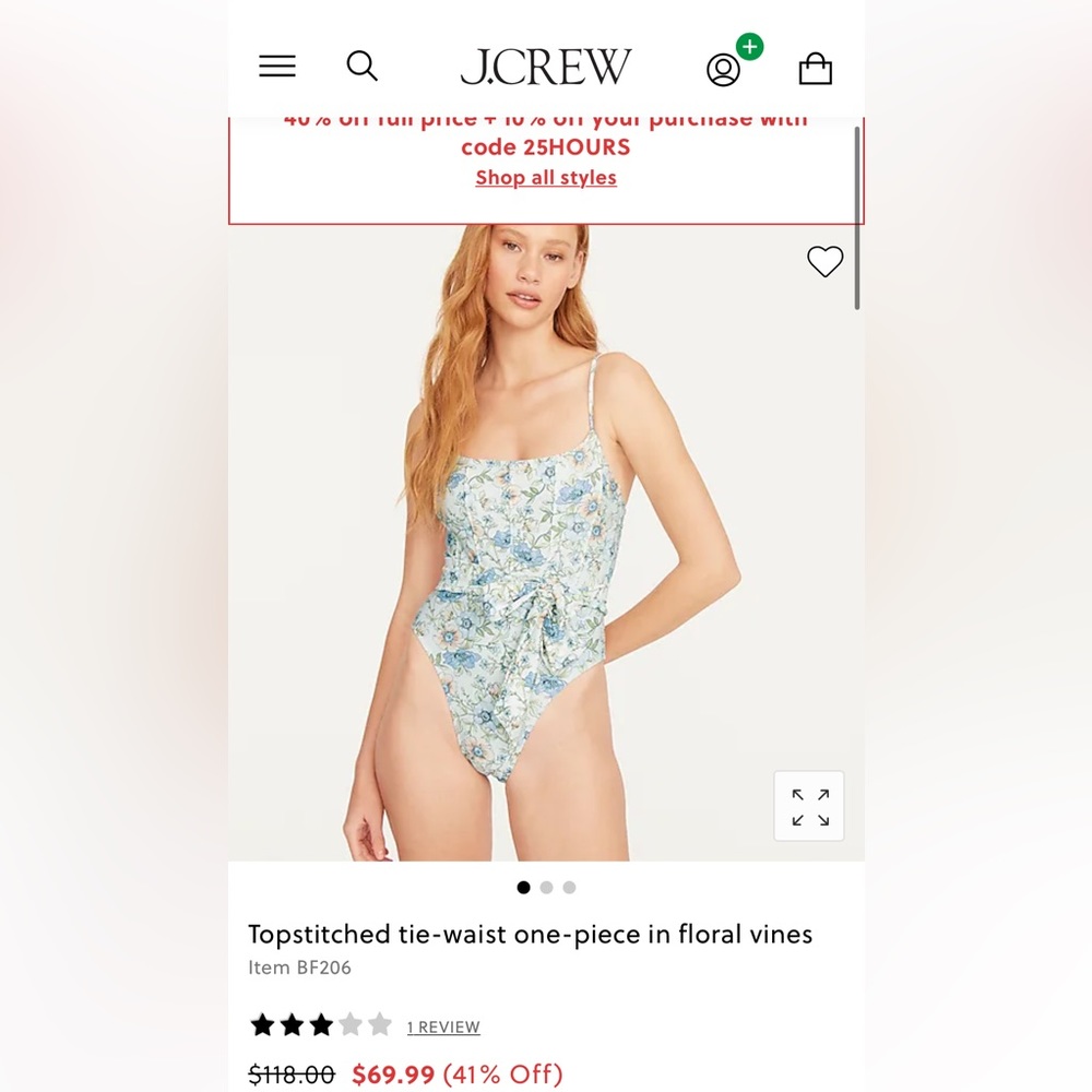J crew Reimagined Floral One-Piece Bathing Suit